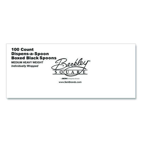 Dispens-a Spoon, Individually Wrapped, Mediumweight Spoon, Plastic, Black, 100/Box (BEP90206)