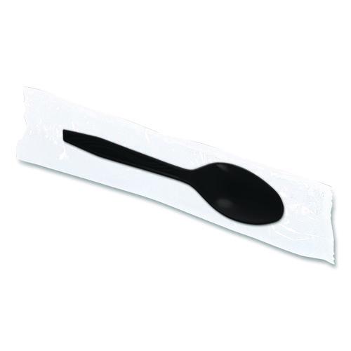 Dispens-a Spoon, Individually Wrapped, Mediumweight Spoon, Plastic, Black, 100/Box (BEP90206)