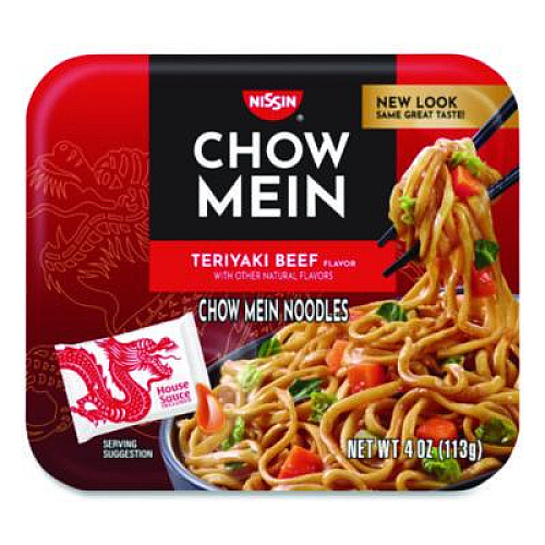 Nissin Teriyaki Beef Chow Mein Noodles, 4 oz Bowl, 8/Carton (NIS08723)