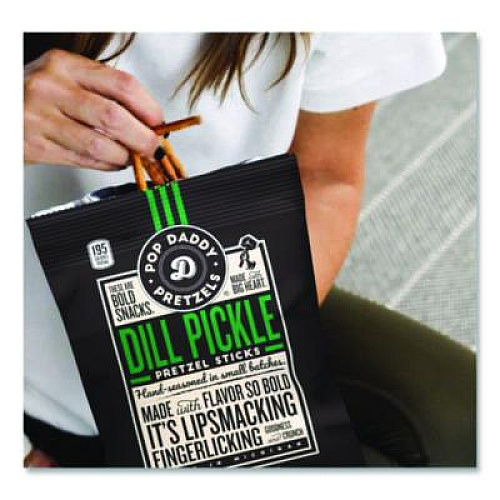 Pop Daddy Dill Pickle Pretzel Sticks, 3 oz Bag, 15/Carton (00561)