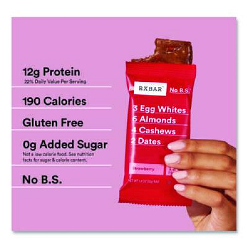 RXBAR Gluten-Free Strawberry Protein Bar, 1.83 oz Bar, 12/Box (KEE00580)