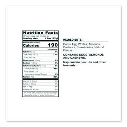 RXBAR Gluten-Free Strawberry Protein Bar, 1.83 oz Bar, 12/Box (KEE00580)