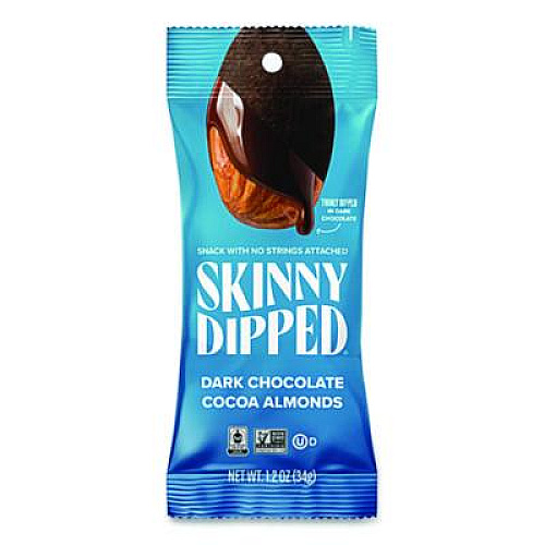 SkinnyDipped Dark Chocolate Covered Almonds, 1.2 oz Bags, 10/Box (EDT00837)