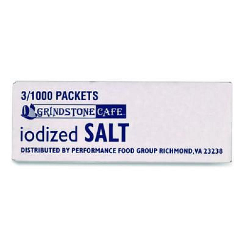 Grindstone Cafe Grindstone Iodized Salt, 0.02 oz Packet, 1,000/Bag, 3 Bags/Carton (20015)
