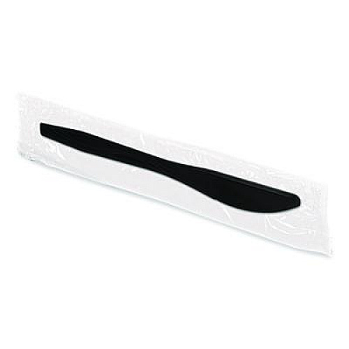Berkley Square Dispens-a-Knife, Individually Wrapped, Mediumweight Knife, Plastic, Black, 100/Box (BEP90200)