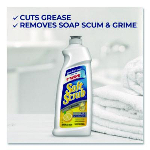 Soft Scrub All Purpose Cleanser, Lemon Scent, 24 oz Bottle, 8/Carton (07224)
