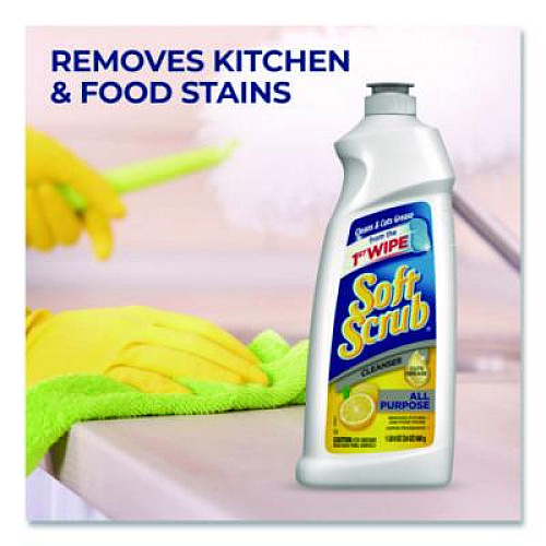 Soft Scrub All Purpose Cleanser, Lemon Scent, 24 oz Bottle, 8/Carton (07224)