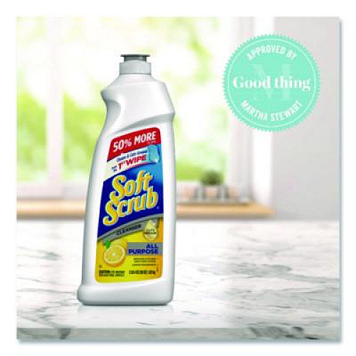 Soft Scrub All Purpose Cleanser, Lemon Scent, 24 oz Bottle, 8/Carton (07224)