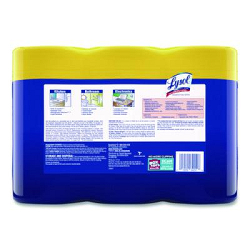 LYSOL Brand Disinfecting Wipes, 1-Ply, 7 x 7.25, Lemon and Lime Blossom, White, 80 Wipes/Canister, 3 Canisters/Pack (84251PK)