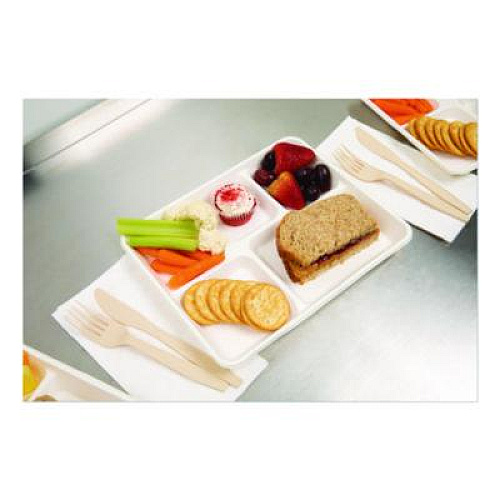 Pactiv Evergreen Compostable Fiber Blend School Lunch Tray, 10 x 8 x 1, White, 240/Carton (MC58000SBB)