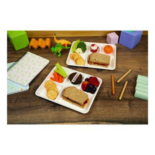 Pactiv Evergreen Compostable Fiber Blend School Lunch Tray, 10 x 8 x 1, White, 240/Carton (MC58000SBB)