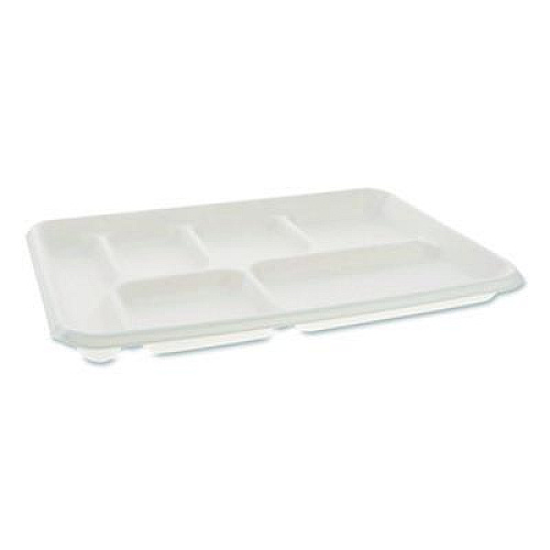 Pactiv Evergreen Compostable Fiber Blend School Lunch Tray, Heavy Duty, 8 x 12 x 1, White, 250/Carton (MC50601)