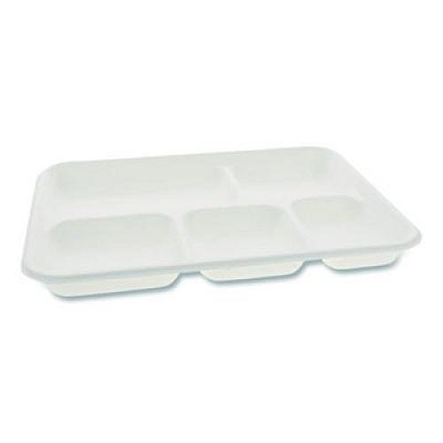 Pactiv Evergreen Compostable Fiber Blend School Lunch Tray, 10 x 8 x 1, White, 240/Carton (MC58000SBB)