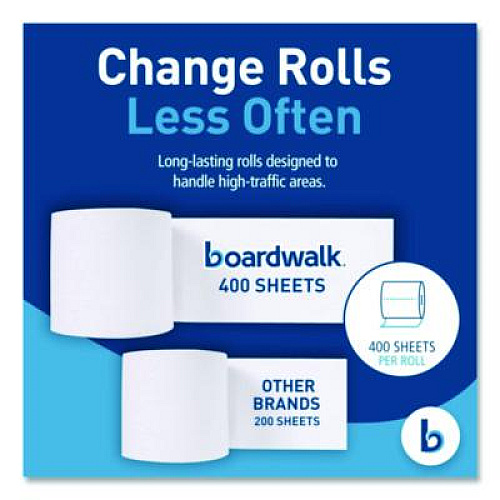 Boardwalk Two-Ply Toilet Tissue, Septic Safe, White, 400 Sheets/Roll, 96 Rolls/Carton (6144)