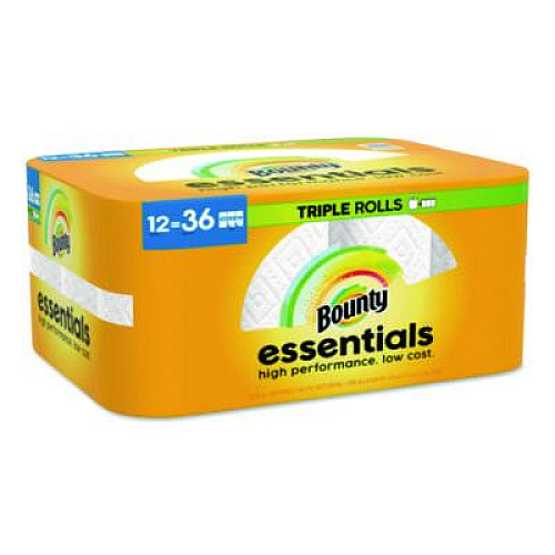 Bounty Essentials Select-A-Size Kitchen Roll Paper Towels, 2-Ply, 5.9 x 11, White, 162 Sheets/Triple Roll, 12 Rolls/Carton (16681)
