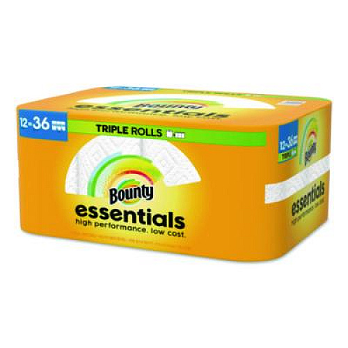 Bounty Essentials Select-A-Size Kitchen Roll Paper Towels, 2-Ply, 5.9 x 11, White, 162 Sheets/Triple Roll, 12 Rolls/Carton (16681)