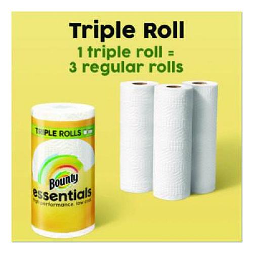 Bounty Essentials Select-A-Size Kitchen Roll Paper Towels, 2-Ply, 5.9 x 11, White, 162 Sheets/Triple Roll, 12 Rolls/Carton (16681)