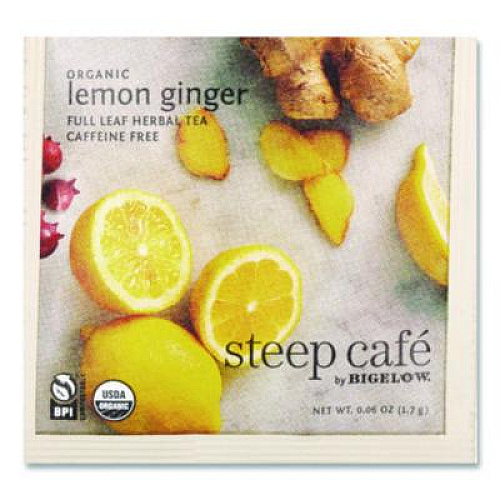 Bigelow steep Cafe Organic Herbal Tea, Lemon Ginger, 50 Bags/Carton (RCB19968)