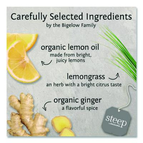 Bigelow steep Cafe Organic Herbal Tea, Lemon Ginger, 50 Bags/Carton (RCB19968)