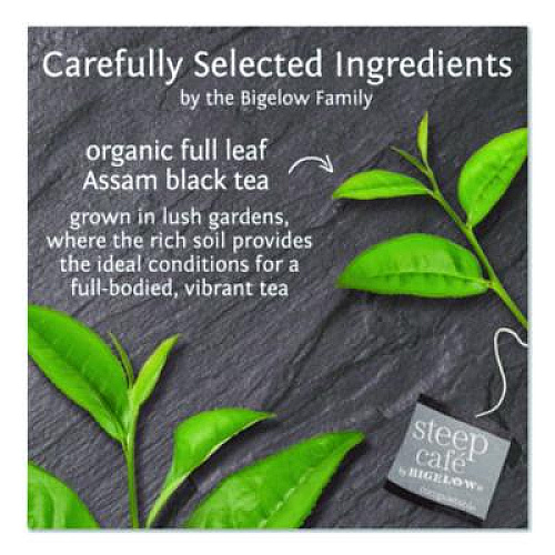 Bigelow steep Cafe Organic Black Tea, English Breakfast, 50 Bags/Carton (RCB19971)