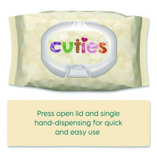 Cuties Premium Wipes, Unscented, White, 72 Wipes/Pack, 12 Packs/Carton (CR16413)