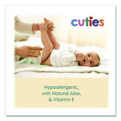 Cuties Premium Wipes, Unscented, White, 72 Wipes/Pack, 12 Packs/Carton (CR16413)