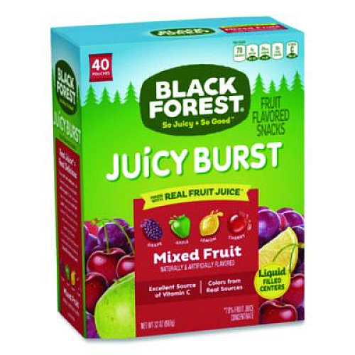 Black Forest Juicy Burst Fruit Flavored Snack, Mixed Fruit, 32 oz, 40/Box (FER47149)