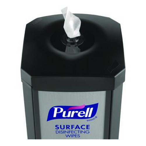 PURELL DS360 High-Capacity Surface Disinfecting Wipes Station, 1,200 Wipe Capacity, 15.5 x 15.5 x 39.6, Graphite (911701SLVSFW)