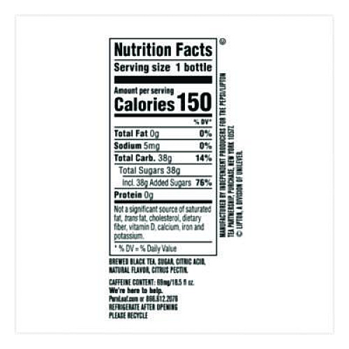 Pure Leaf Iced Tea, Lemon, 18.5 oz, 12/Carton (28618)