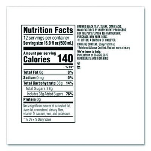 Pure Leaf Iced Tea, Sweet Tea, 18.5 oz, 12/Carton (134071)