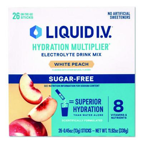 LIQUID I.V. Sugar-Free Hydration Multiplier, White Peach, 26 Packets/Box (22002515)