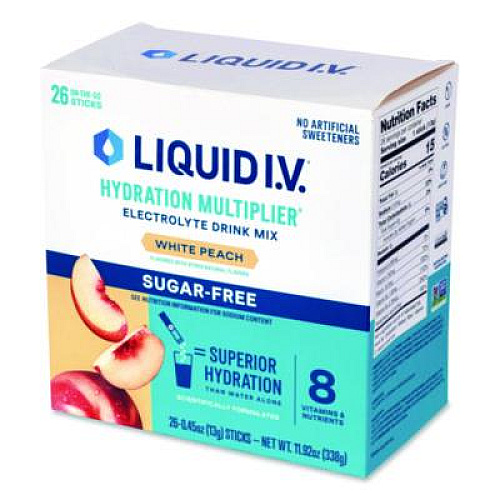LIQUID I.V. Sugar-Free Hydration Multiplier, White Peach, 26 Packets/Box (22002515)