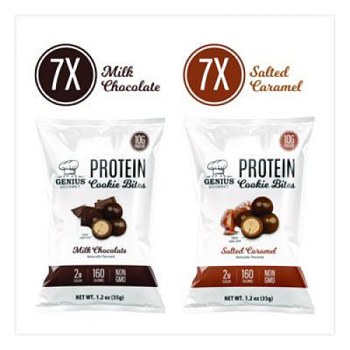 Genius Gourmet Protein Cookie Bites Variety Pack, Salted Caramel and Milk Chocolate, 1.2 oz Bag, 14/Box (22002521)