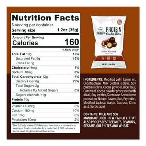 Genius Gourmet Protein Cookie Bites Variety Pack, Salted Caramel and Milk Chocolate, 1.2 oz Bag, 14/Box (22002521)