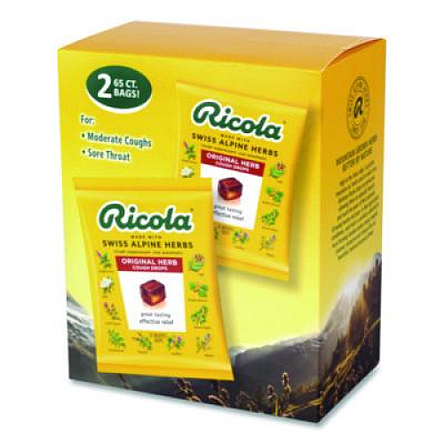 Ricola Cough Drops, Original Herb, 65/Bag, 2 Bags/Pack (22002532)