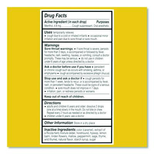 Ricola Cough Drops, Original Herb, 65/Bag, 2 Bags/Pack (22002532)