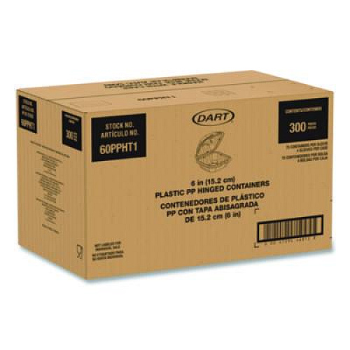 Dart Microwaveable Hinged Containers, ProPlanet Seal, 6.31 x 6.31 x 3, Clear, Plastic, 300/Carton (60PPHT1)