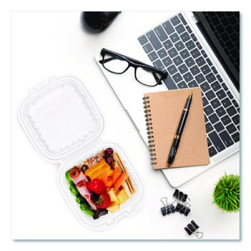 Dart Microwaveable Hinged Containers, ProPlanet Seal, 6.31 x 6.31 x 3, Clear, Plastic, 300/Carton (60PPHT1)