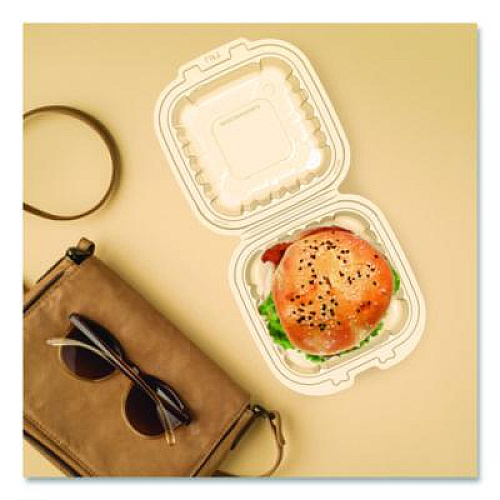 Dart Microwaveable Hinged Containers, ProPlanet Seal, 6.31 x 6.31 x 3, Clear, Plastic, 300/Carton (60PPHT1)