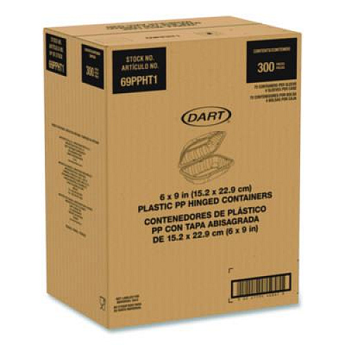 Dart Microwaveable Hinged Containers, ProPlanet Seal, 6.5 x 9 x 3, Clear, Plastic, 300/Carton (69PPHT1)