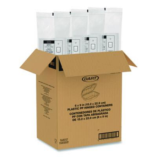 Dart Microwaveable Hinged Containers, ProPlanet Seal, 6.5 x 9 x 3, Clear, Plastic, 300/Carton (69PPHT1)