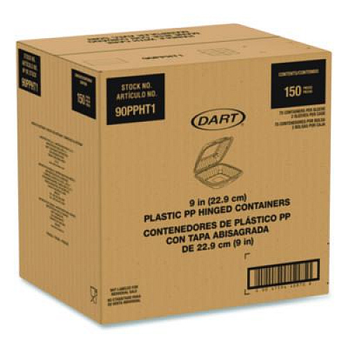 Dart Microwaveable Hinged Containers, ProPlanet Seal, 9 x 8.75 x 3, Clear, Plastic 150/Carton (90PPHT1)