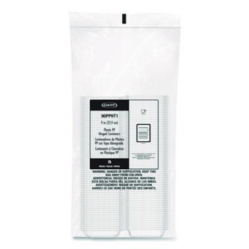 Dart Microwaveable Hinged Containers, ProPlanet Seal, 9 x 8.75 x 3, Clear, Plastic 150/Carton (90PPHT1)