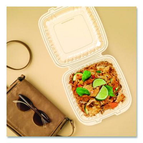 Dart Microwaveable Hinged Containers, ProPlanet Seal, 9 x 8.75 x 3, Clear, Plastic 150/Carton (90PPHT1)