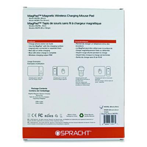 Spracht MagPad Charger and Mouse Pad, Black (MGPBK)