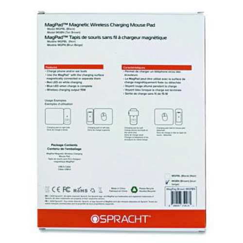 Spracht MagPad Charger and Mouse Pad, Brown (MGPBN)
