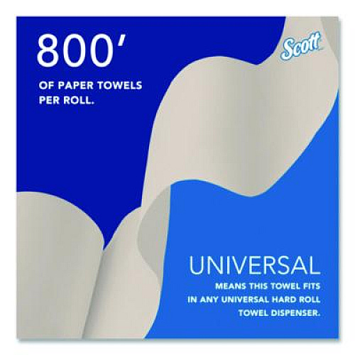 Scott Essential 100% Recycled Fiber Hard Roll Towel, 1-Ply, 8" x 800 ft, 1.5" Core, Brown, 6 Rolls/Carton (56758)