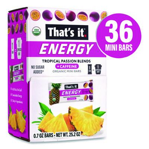 Thats it. Organic Energy Bars, Tropical Passion Blend, 0.7 oz Bar, 36/Box (22002519)