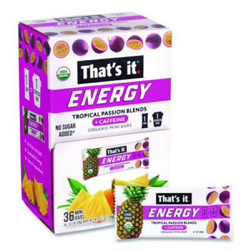 Thats it. Organic Energy Bars, Tropical Passion Blend, 0.7 oz Bar, 36/Box (22002519)