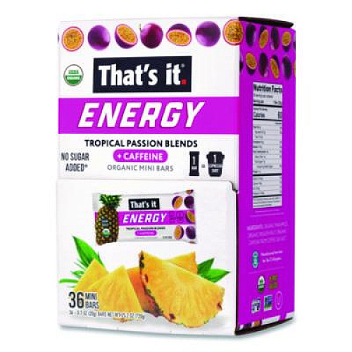 Thats it. Organic Energy Bars, Tropical Passion Blend, 0.7 oz Bar, 36/Box (22002519)